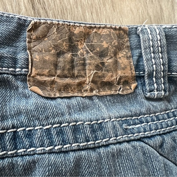 M. GORDON Jeans W34xL30 Distressed Holes Light Wash Stretch White Stitching - Picture 9 of 14